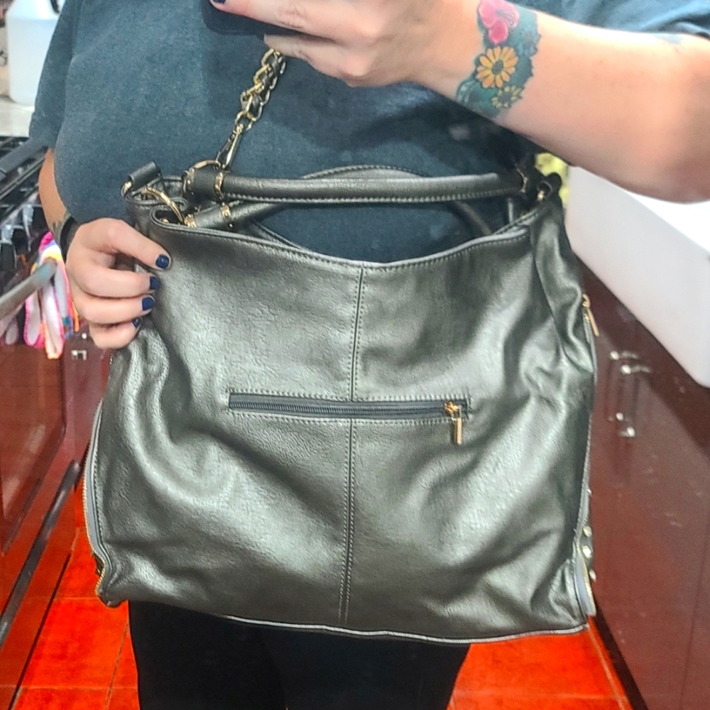 Imoshian Metallic gray and gold CUTE bag